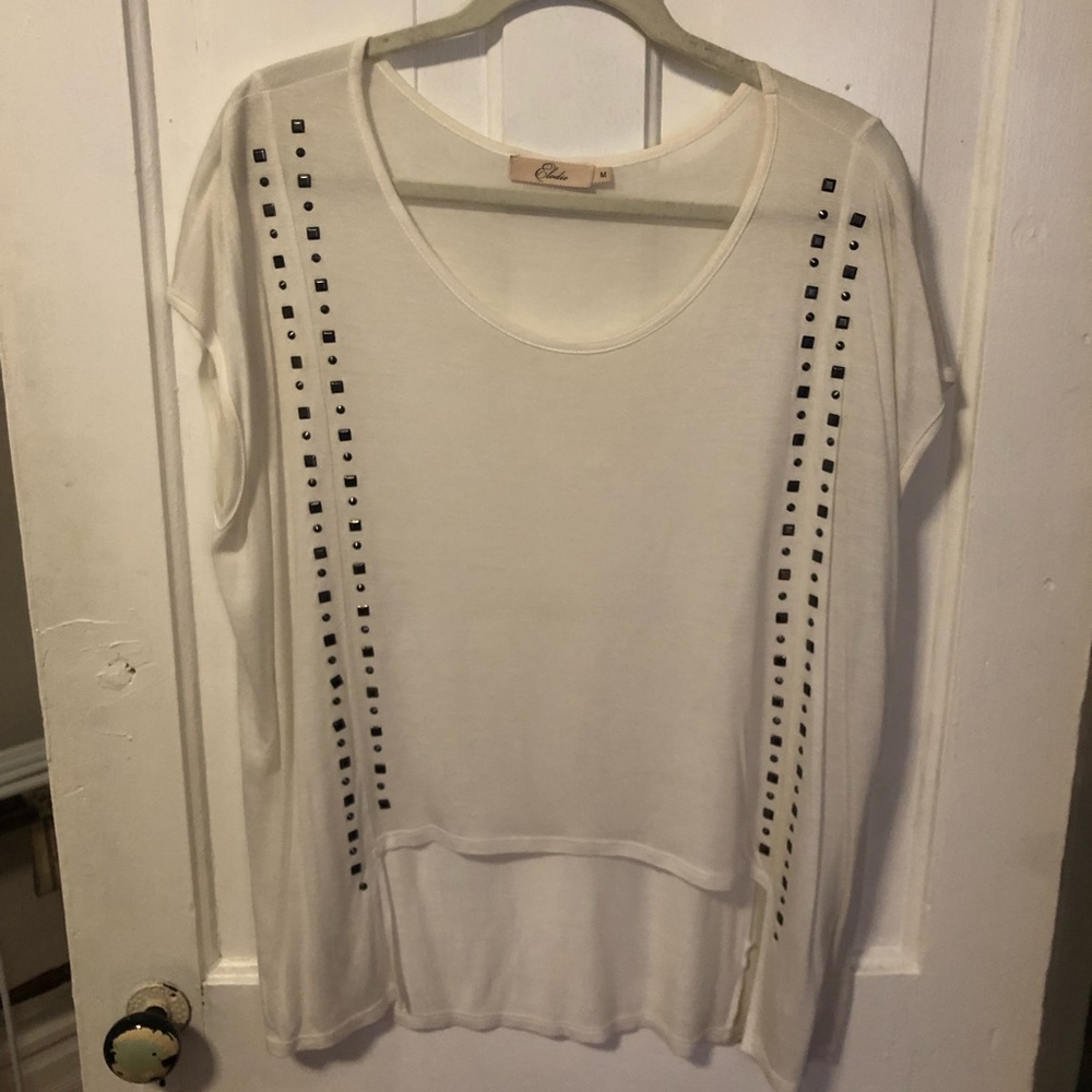 Nordstrom Elodie oversized white Tshirt with studs